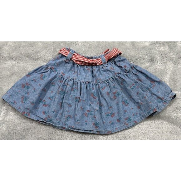 Vintage Oshkosh B Gosh Skirt Girls 3T Blue Tiered Cherry Print Red Tag Made USA - Picture 2 of 7
